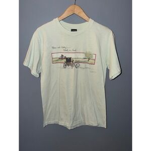 Earth Tones Pennsylvania Amish Buggy Landscape Graphic T Shirt Medium